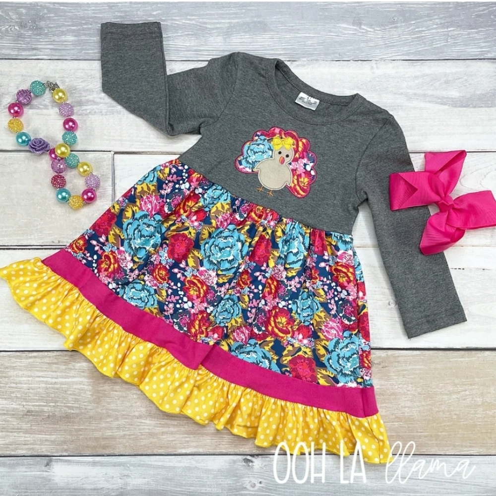 Floral dress long sleeve soft beautiful colorful little girls outfit